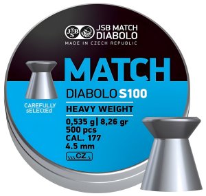 Diabolo JSB MATCH S100 4,5 mm, 500 ks v balení