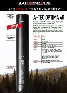 Tlumič A-TEC OPTIMA 40, modulový, pro ráže do .223 rem, závit 1/2"-28 UNEF