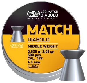 Diabolo JSB MATCH MIDDLE WEIGHT 500 4,5 mm, 500 ks v balení